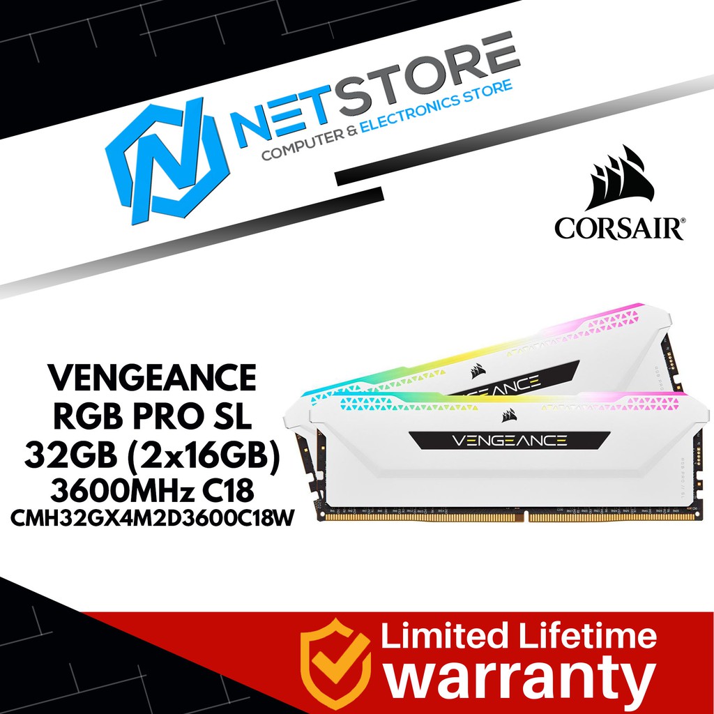 CORSAIR VENGEANCE RGB PRO SL 32GB (2x16GB) 3600MHz C18 MEMORY RAM WHITE -  CMH32GX4M2D3600C18W | Shopee Malaysia