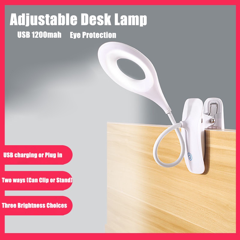 USB 5V Rechargeable Flexible LED Table Desk Lamp Touch Clip Gooseneck ...