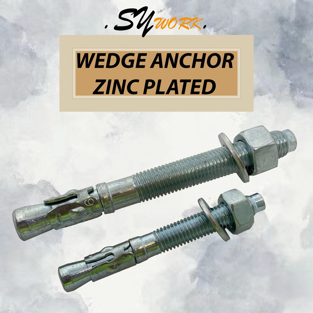 M10, M12, M16, M20 304, Zinc Plated Wedge Anchor/ Wall Plug | Shopee ...