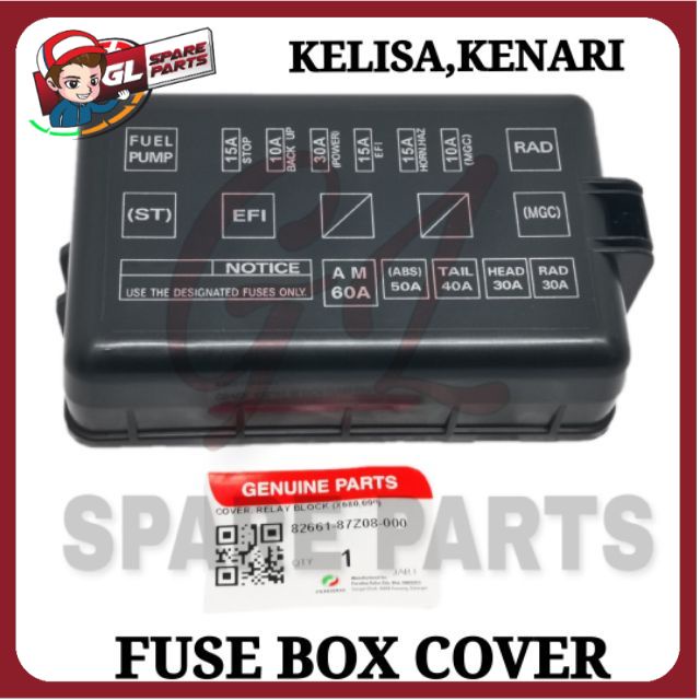 FUSE BOX COVER (ORIGINAL) KELISA,KENARI PERODUA BLOCK RELAY COVER