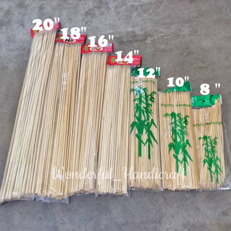 Bamboo BBQ Sticks for Flower Bouquet Skewer Food Lidi Sate Satay Stick  6/8/10/12/15 Inches Kayu Cucuk Tapau