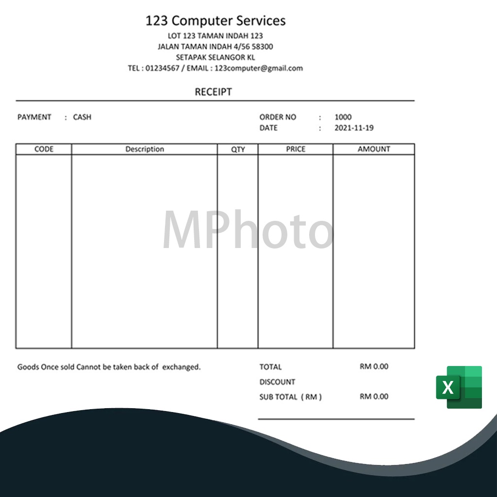 Simple Billing Slip / Invoice Template Auto Calculation & 1 Click Save