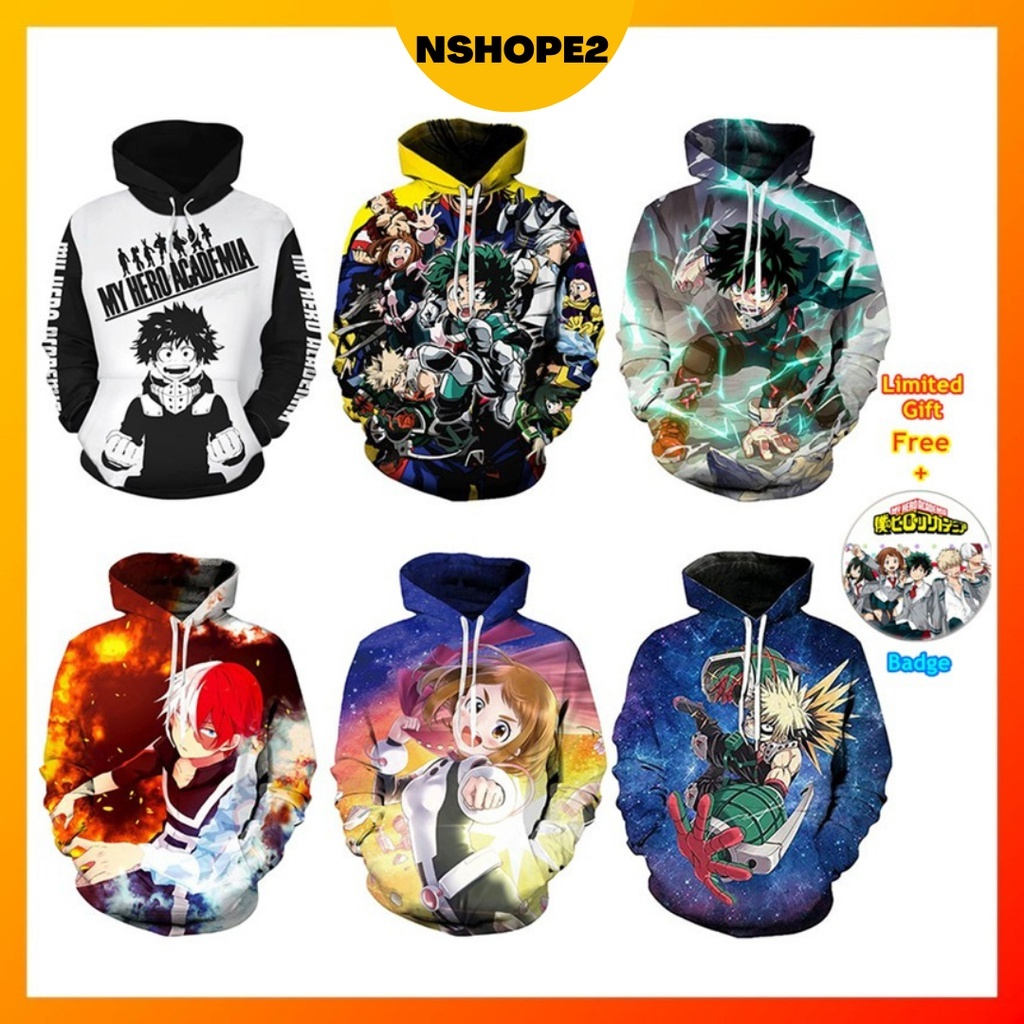 My Boku no Hero Academia Hoodie Unisex Casual Jacket Cosplay Shopee Malaysia