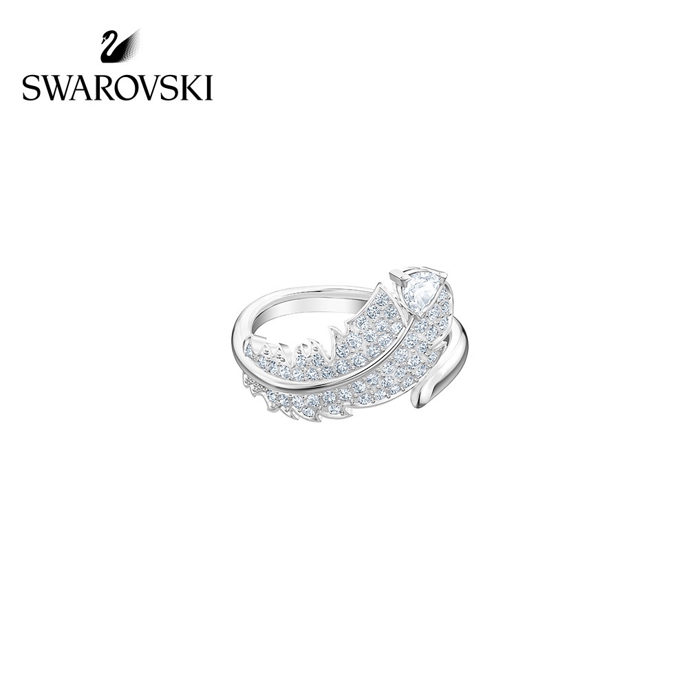 Swarovski Pretty Elegant Feathers And Lovely Female Ring Gift