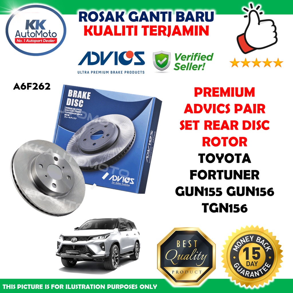 Toyota Fortuner GUN155 TGN156 Premium Advics Aisin 1 Pair Rear Brake ...