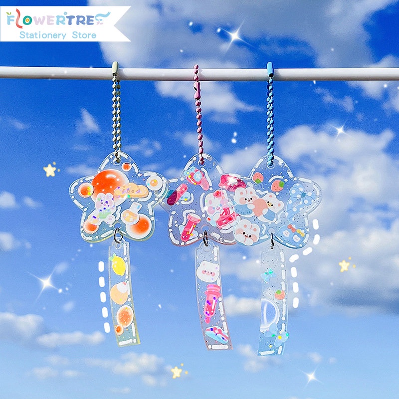 1 Pcs Star Wind Chimes Acrylic Keychain Deco DIY Aesthetic Keychain ...