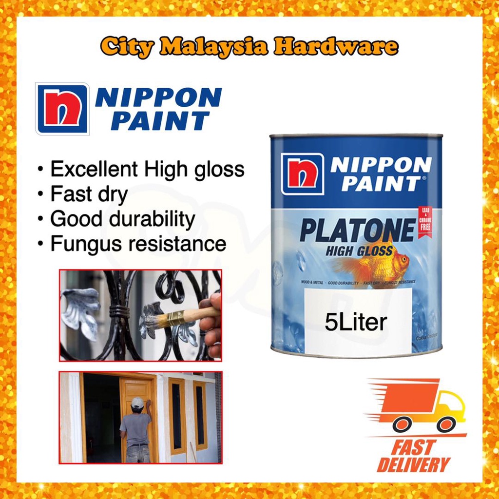 5Lts Nippon Paint Platone High Gloss Wood paint Metal paint Exterior