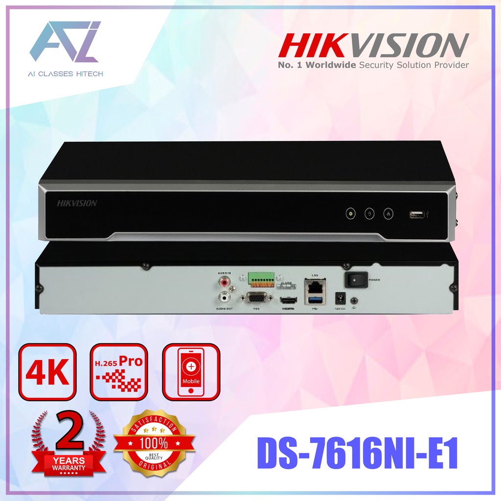 Hikvision DS-7616NI-E1 16 Channel 4K Embedded NVR IP CCTV Network Video ...