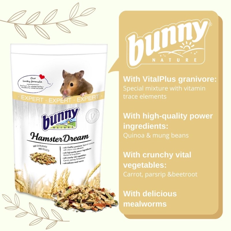 Rrikko】*Exp04/25* BunnyNature Expert专家版*金丝熊粮Hamster Dream* 500g/250g |  Shopee Malaysia