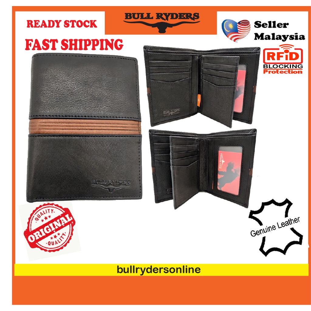 BULL RYDERS - Genuine Leather RFID Trifold Wallet | Shopee Malaysia