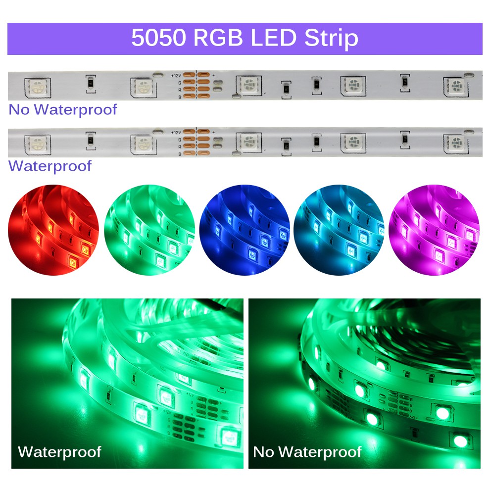 5M 10M 15M RGB 5050 Waterproof LED Strip light SMD 44 Key IR Remote 12V ...