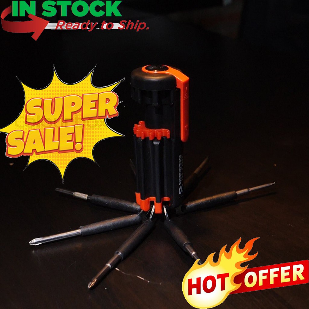 🌟HotPicK🌟8-In-1 MultiPortable Screwdriver With 6 Led Torch Tools Light ...