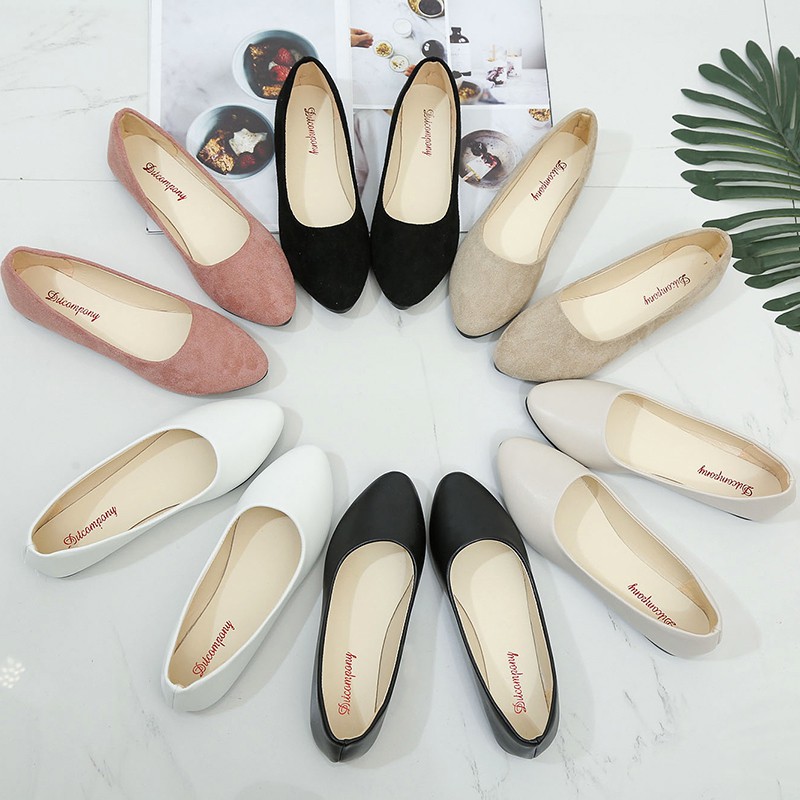 MAY Ladies Flat Shoes Shallow Pointed Toe Office Women Shoes | Shopee ...