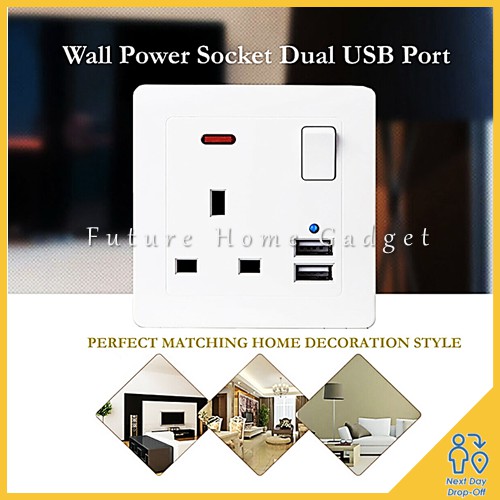 【READY STOCK】Wall Socket USB Switch with USB Port (2X USB Port