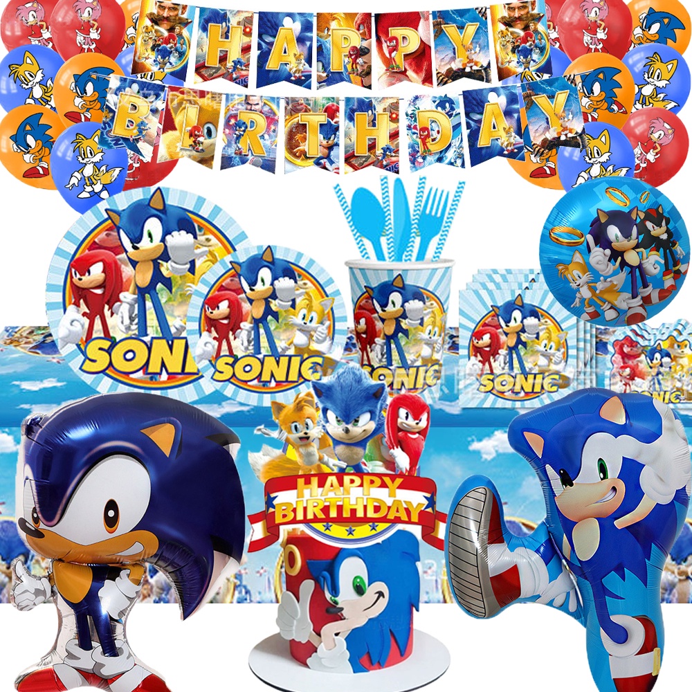 Cartoon Sonic Theme Party Supplies Disposable Tableware Set Cup Plate ...