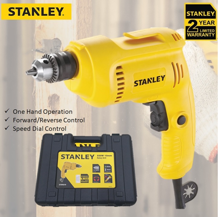 STANLEY 550W 10MM Speed Control Forward Reverse Electric Drill STDR5510 With Case