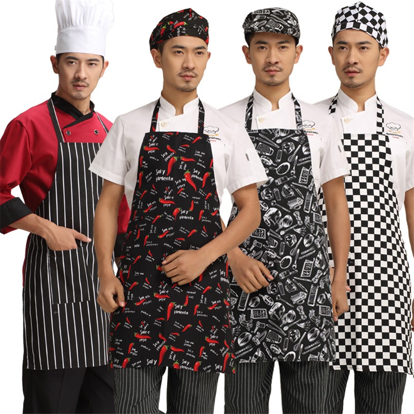 Chef Uniform Apron Kitchen Clothes For Waitress Cook Wear Hanging Neck Long Apron Chef Costume 8520