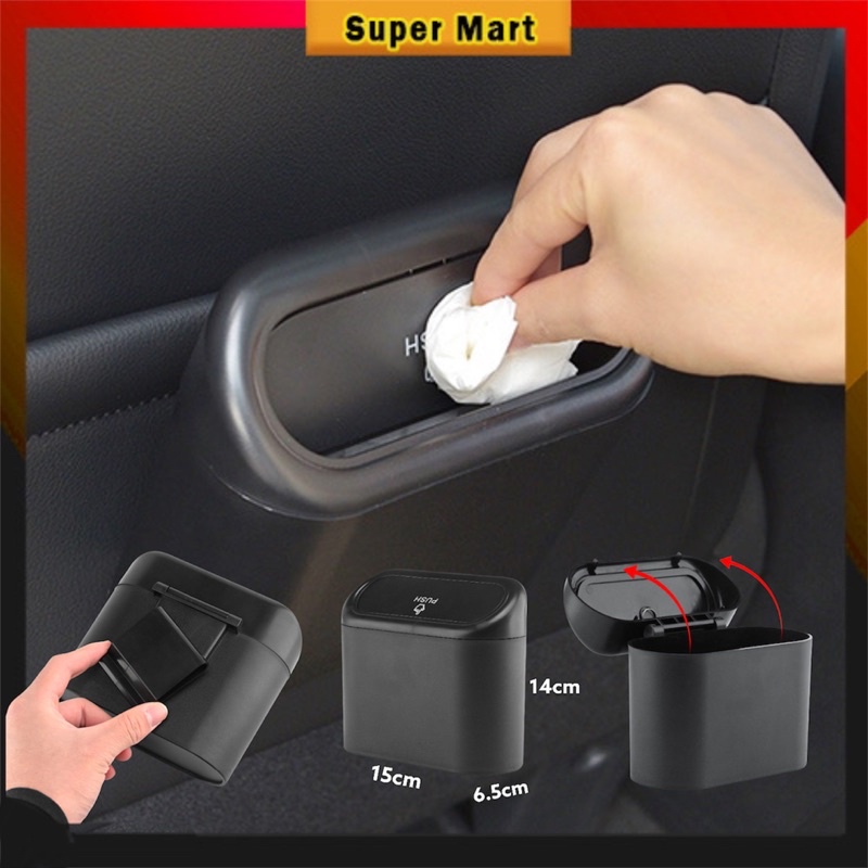 Car Portable Dustbin Car Trash Bin Rubbish Bin Storage Bin Tong Sampah ...