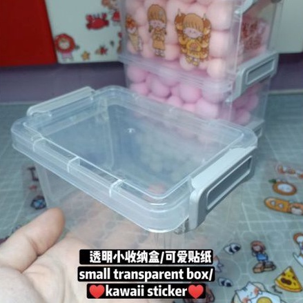 [READY STOCK]transparent small storage box/cute sticker/透明小收纳盒/可多层叠放 ...