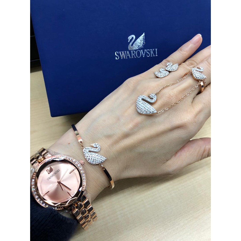 Swarovski jewelry set watch necklace bracelet for woman elegant