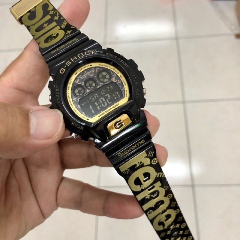 12.12 SALE Gshock Supreme Lv Dw6900 3230 Black Gold Metallic Digital Time Rubber