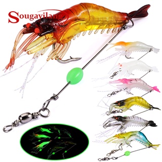 1PCS Fake Shrimp Road Bait With Hooks Small Grass Shrimp Glow-in