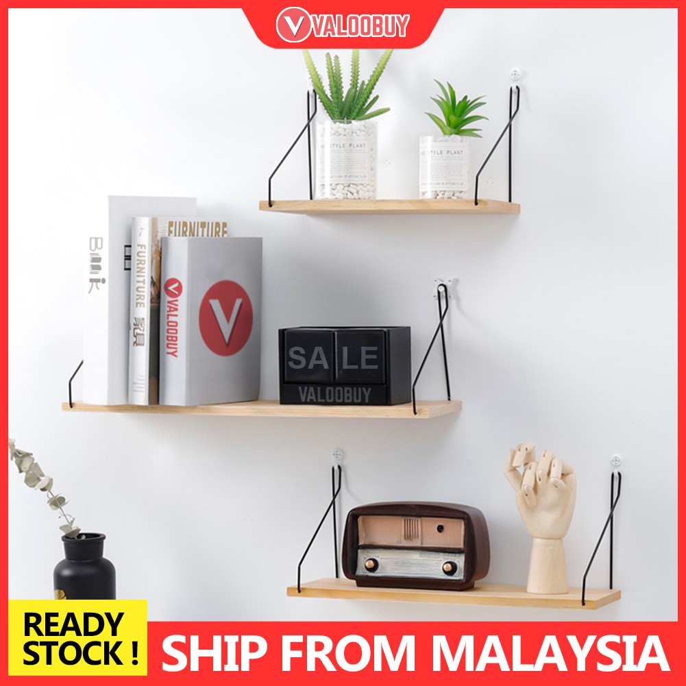 Shelves Wall Rack Floating Rak Dinding Kayu Decoration Home Deco ...