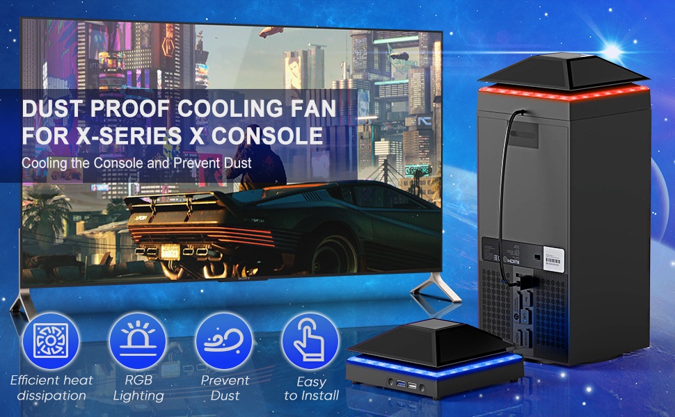 Xbox Series X Cooling Fan,3 Levels Adjustable Speed Cooler Fan System ...