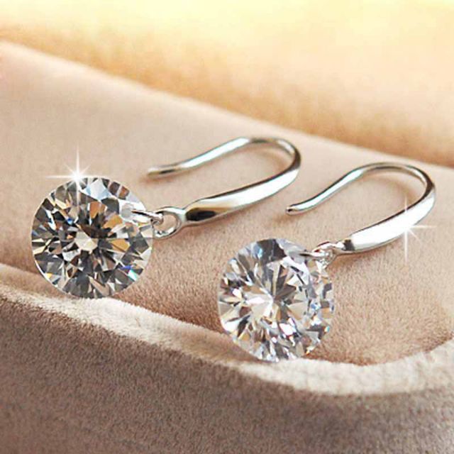 S925 Silver Earrings Ladies Women Diamond Ear Hook Subang Anting2 ...