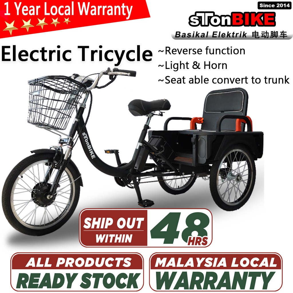 Electric Tricycle 20‘RIM Portable Battery 36V10.4Ah Ebike Reverse