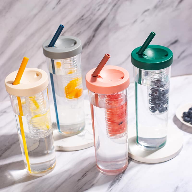 700ML Leakproof Straw Cup Bottle Tumbler with Straw Filter Silicon