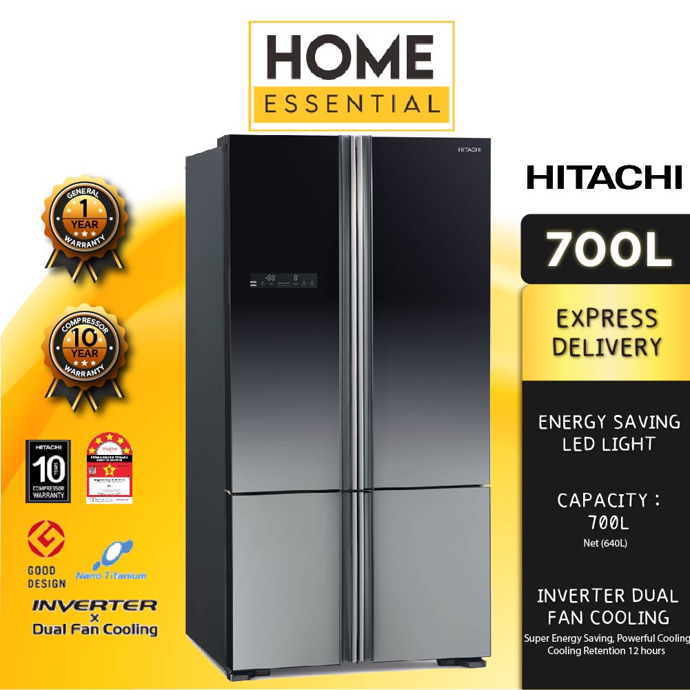 Hitachi 700L Refrigerator French Bottom Freezer 4 Door RWB850P5M XGR