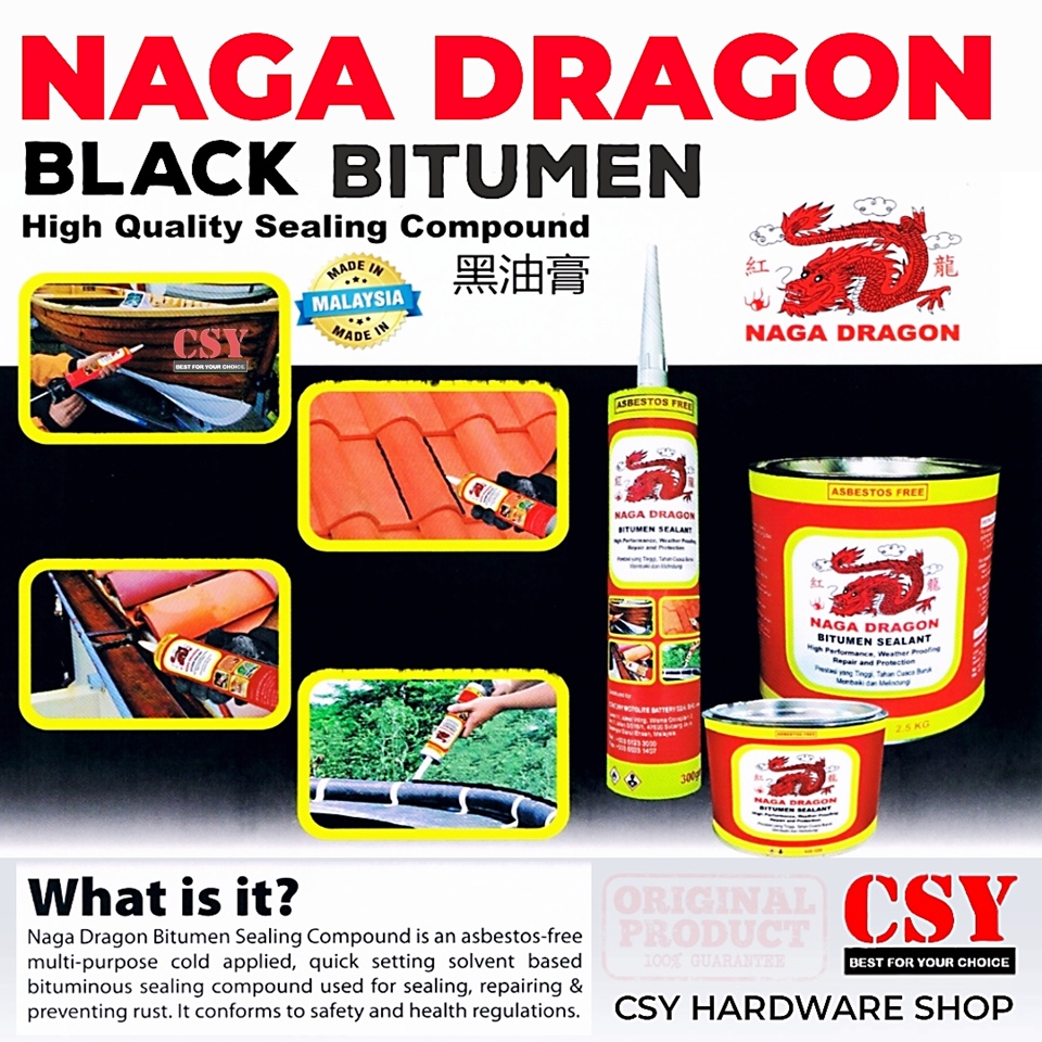 2.5kg NAGA DRAGON Black Bitumen Compound / Gam Atap Zink Penampal Bocor ...