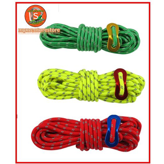 camping tent tali khemah windproof rope 4mm reflective strips, Sports  Equipment, Hiking & Camping on Carousell