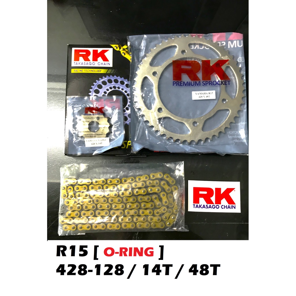 RK SPROCKET SET YAMAHA R15 V3 MT15 ORING GOLD CHAIN TAKASAGO 100