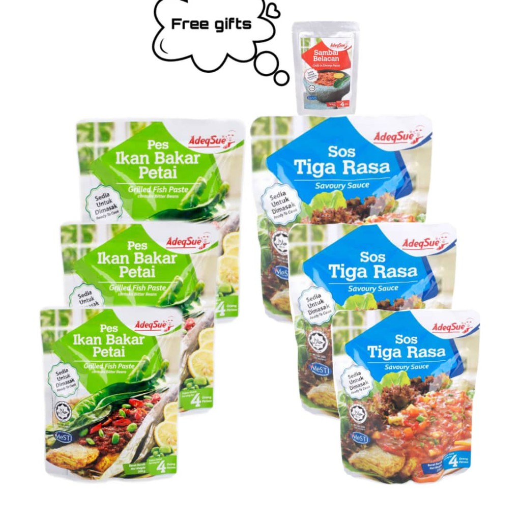 COMBO PACK ADEQSUE (PES IKAN BAKAR PETAI + SOS TIGA RASA + FREE GIFT ...