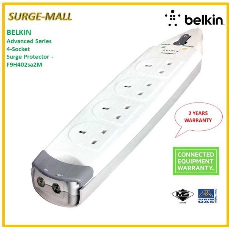 BELKIN 4 SOCKETS/GANGS SURGE PROTECTOR EXTENSION SOCKET ARIAL