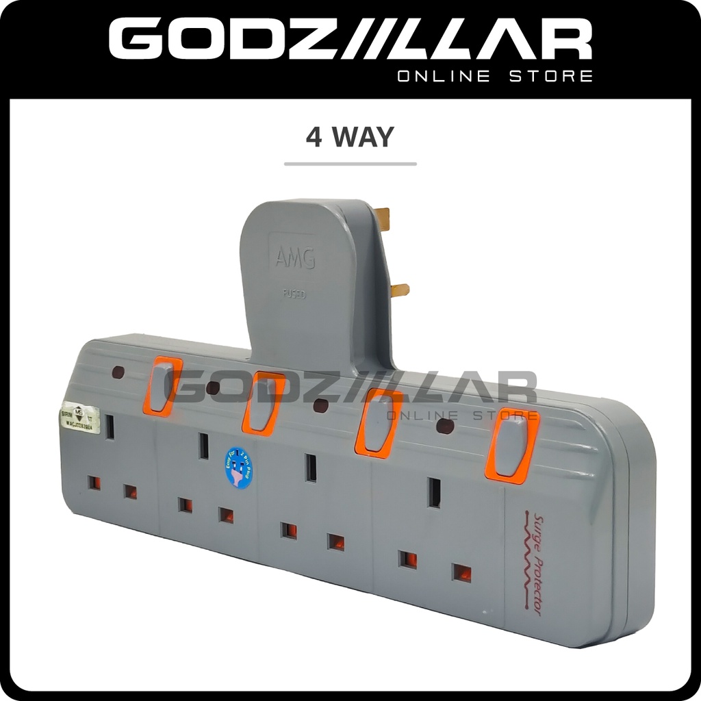 (Sirim Approved) AMG T-Adaptor Extension Wall Socket | 3 Way & 4 Way T ...