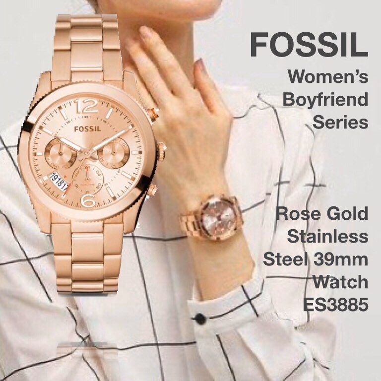 Real Photo Original AuthenticFossil Perfect Boyfriend Multifunction Rose Gold Watch ES3885 Jam Tangan Wanita Shopee Malaysia