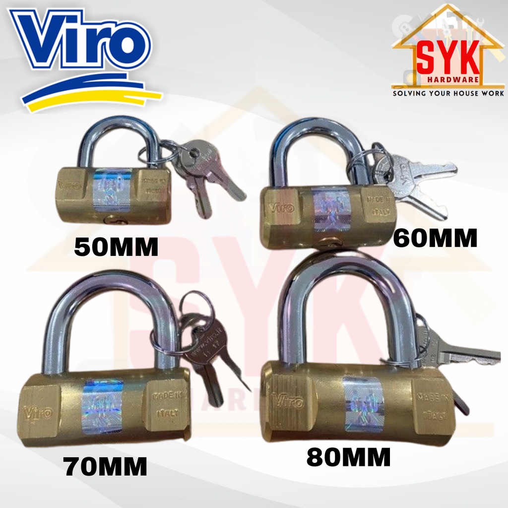 SYK VIRO Cylinder Brass Padlock (50mm/60mm/70mm/80mm) With Original