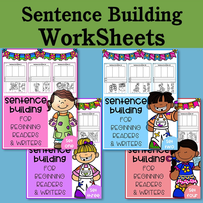 4Books/set Sentence Building Worksheet Cut and Paste English Reading ...