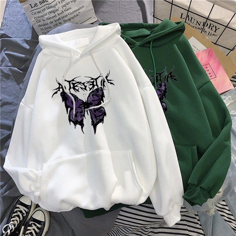 Harajuku Butterfly Print Hoodie Women Aesthetic Spring Ladies Streetwear  Winter Gothic Style Hoodies Sweatshirts | Shopee Malaysia