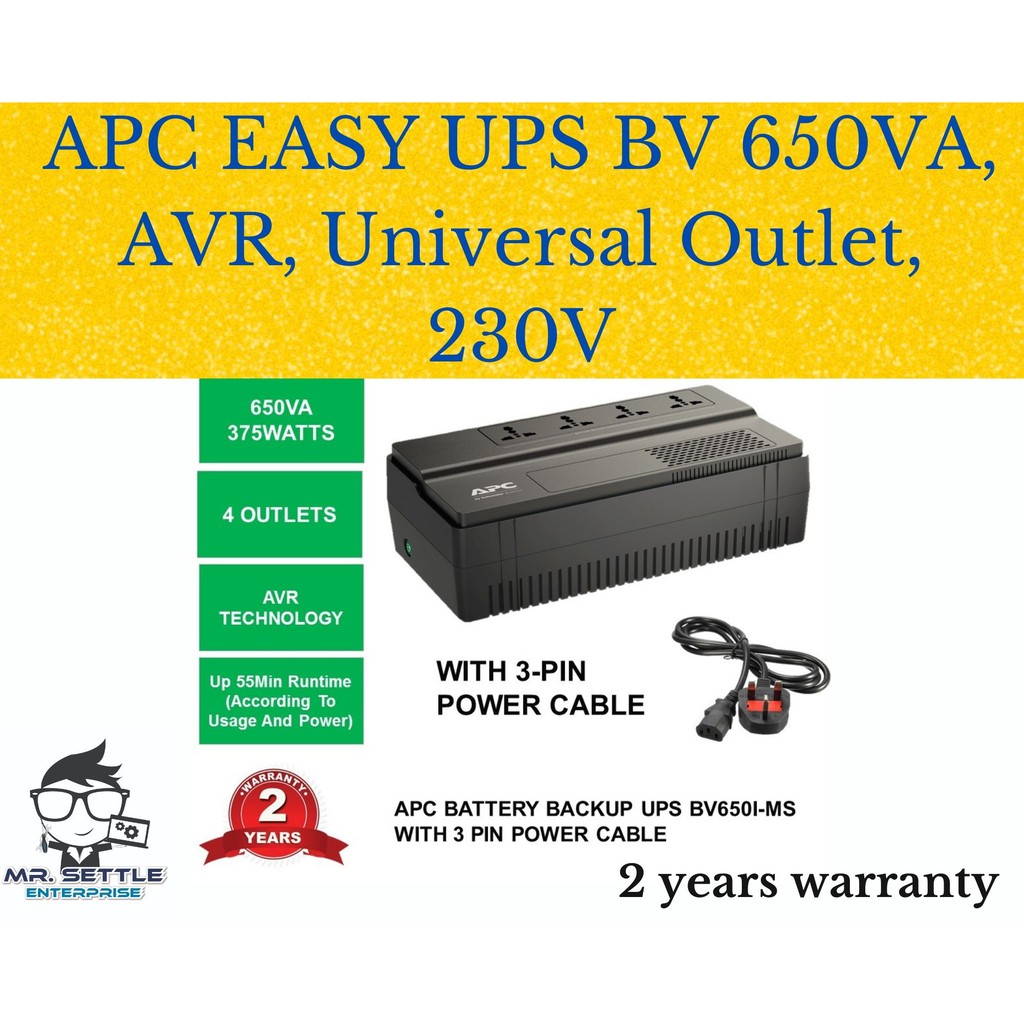 UPS 650VA / 375 Watts APC BV650I-MS