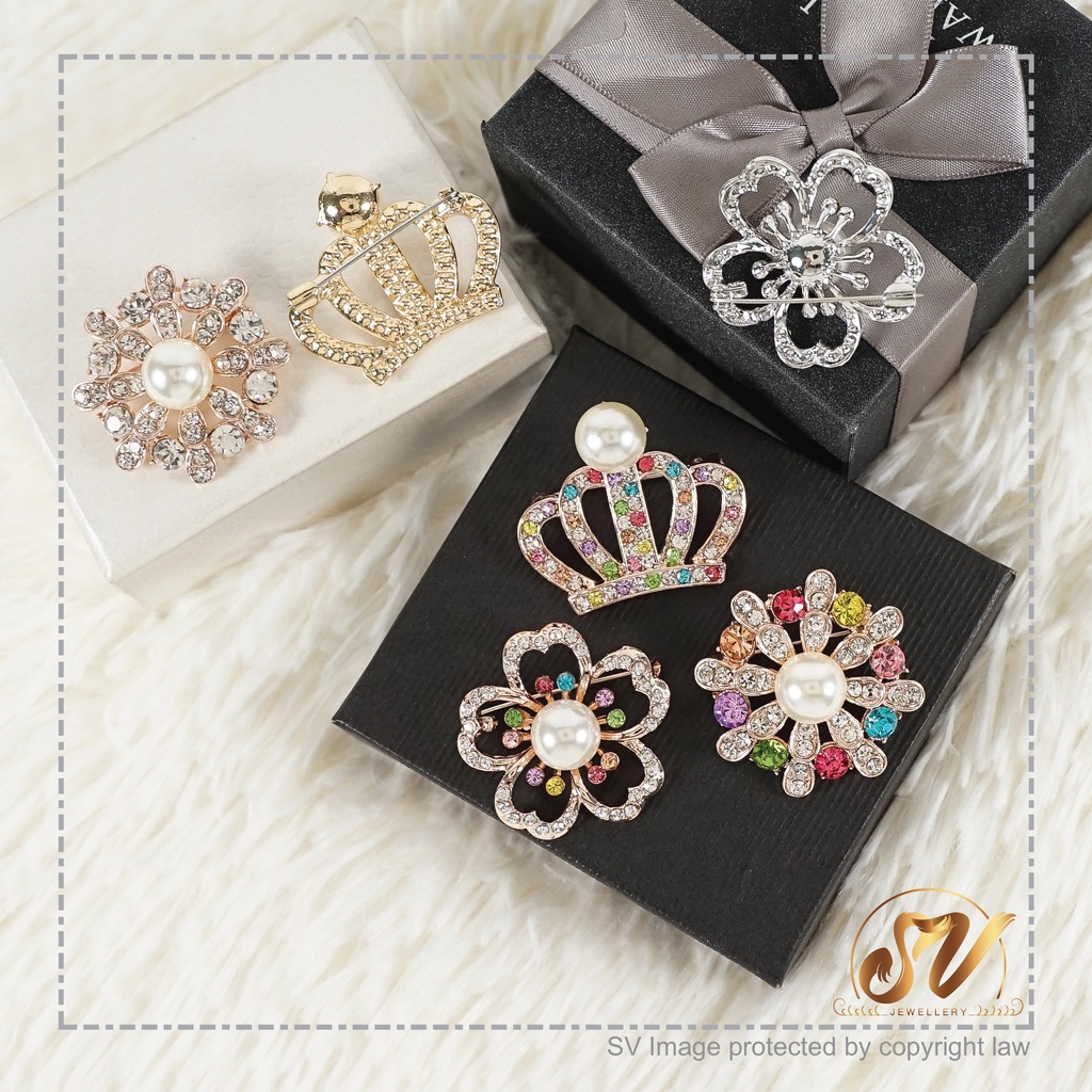 Kerongsang Bahu Brooch Shoulder Single Pin Ribbon Flower Butterfly