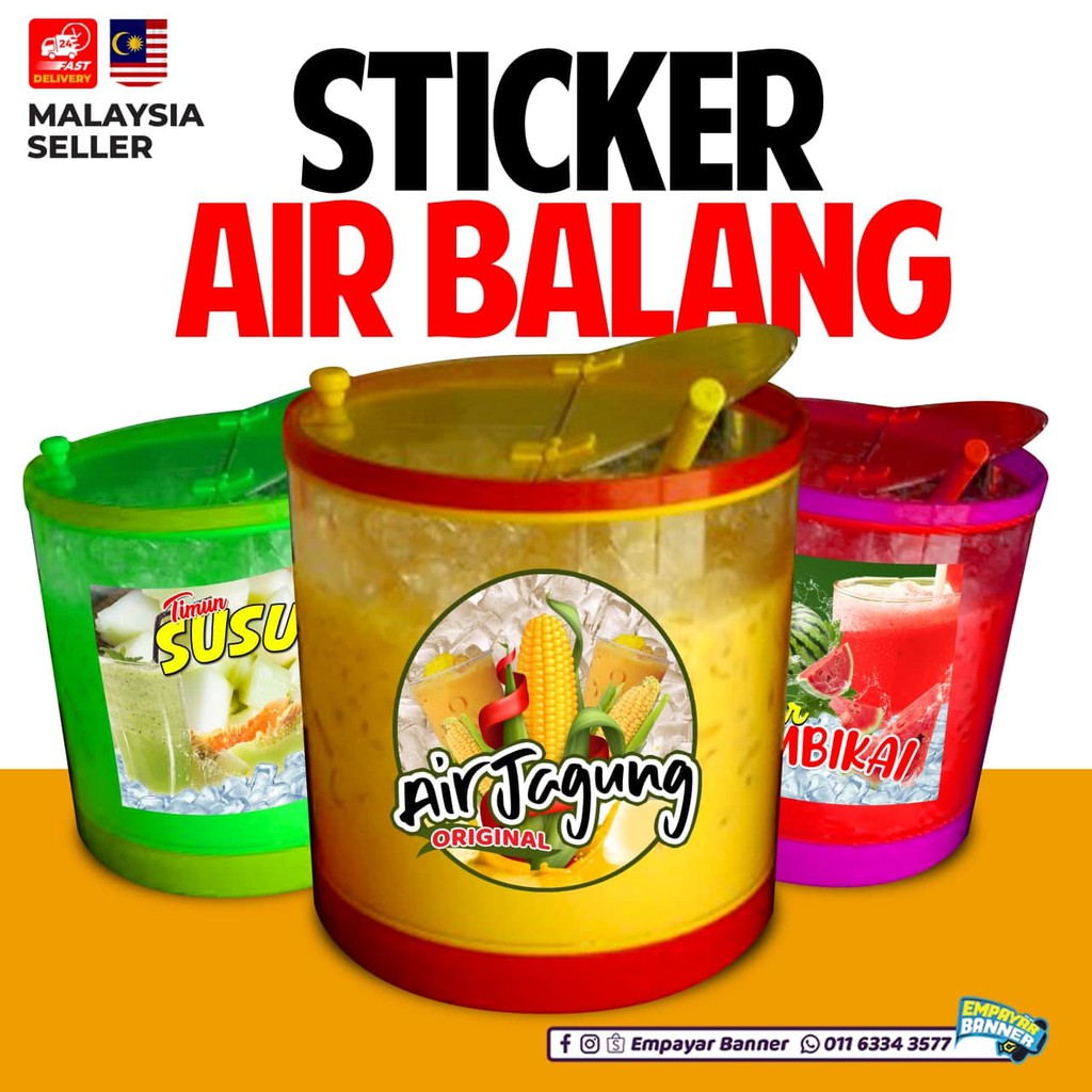 Sticker Pvc Air Balang Kedap Air Tahan Lama Menawan Boleh Custom Pelbagai Design Tempah 0955