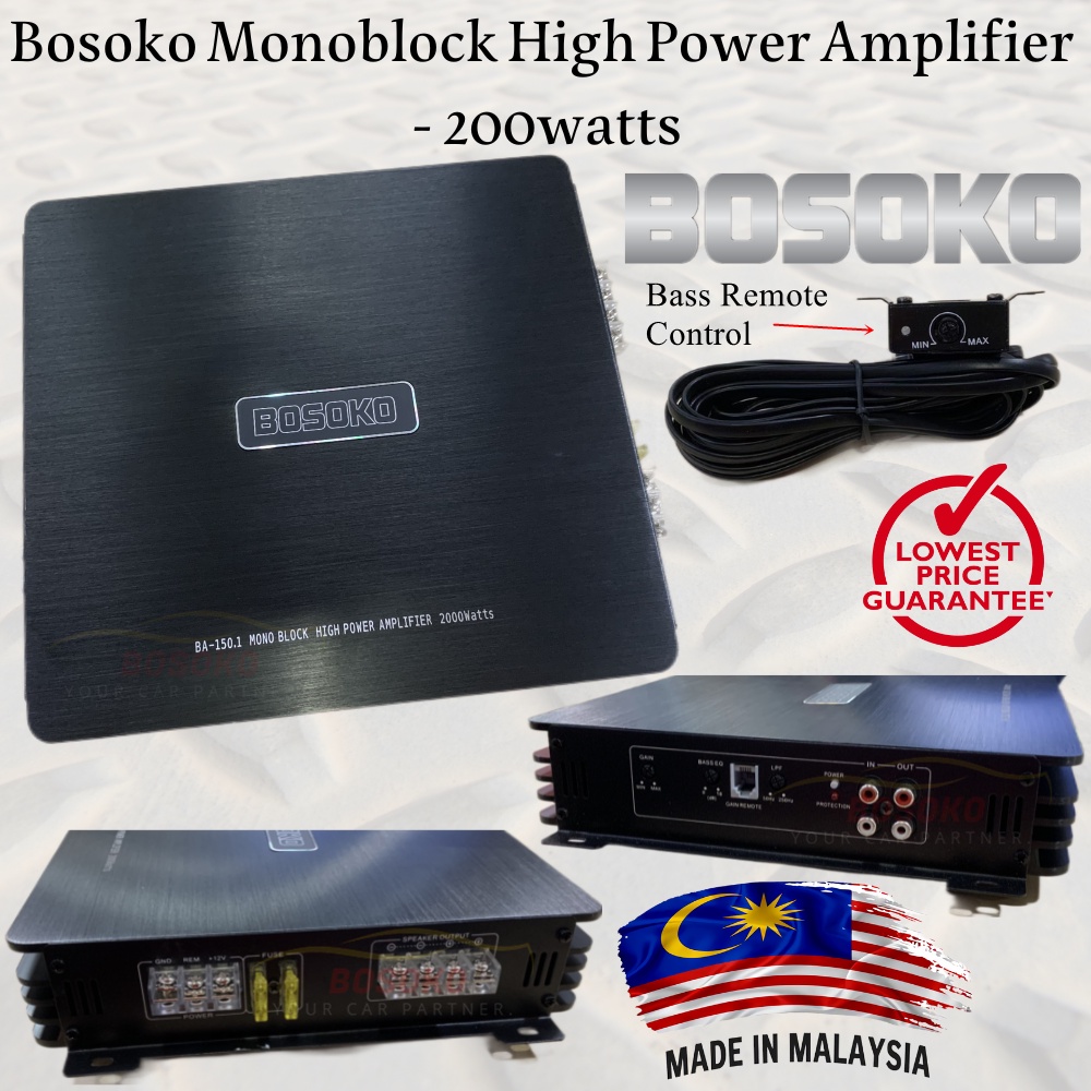 BOSOKO Car Monoblock Amplifier With Bass Remote Control (2000W ...