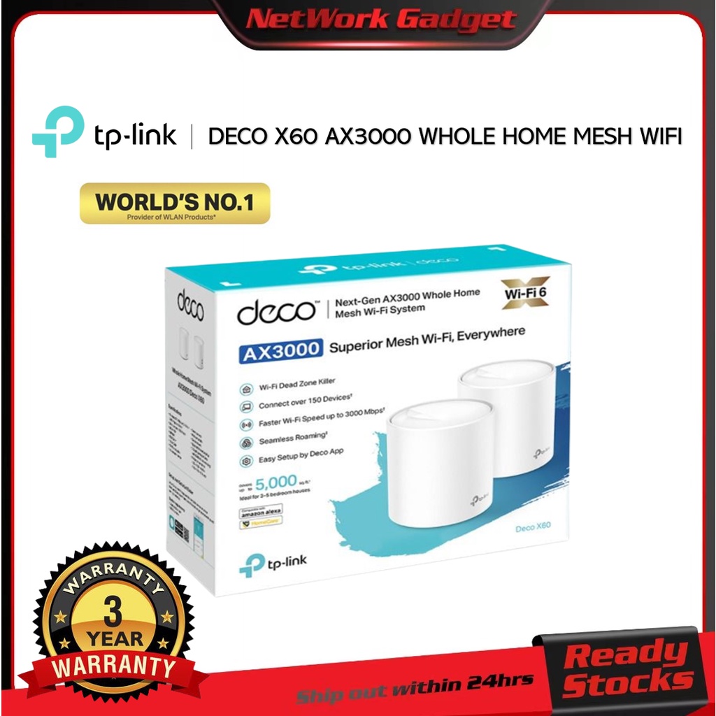 TP-Link Deco X60 AX3000 Whole Home Mesh Wi-Fi System Deco X60 (2/3 Pack ...