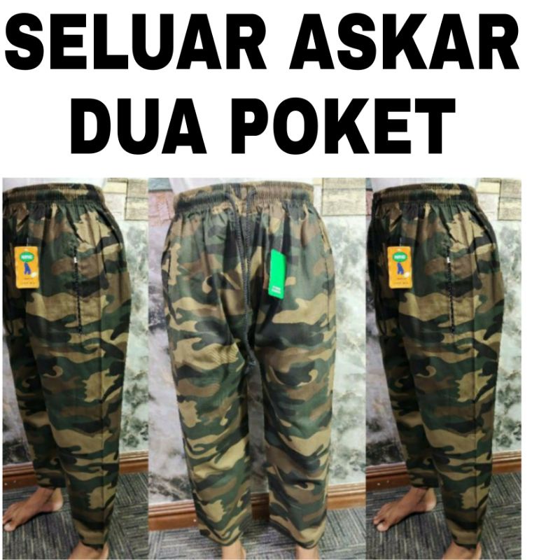 Seluar askar cotton karkun 2 poket kiri dan kenan sekali zip | Shopee ...