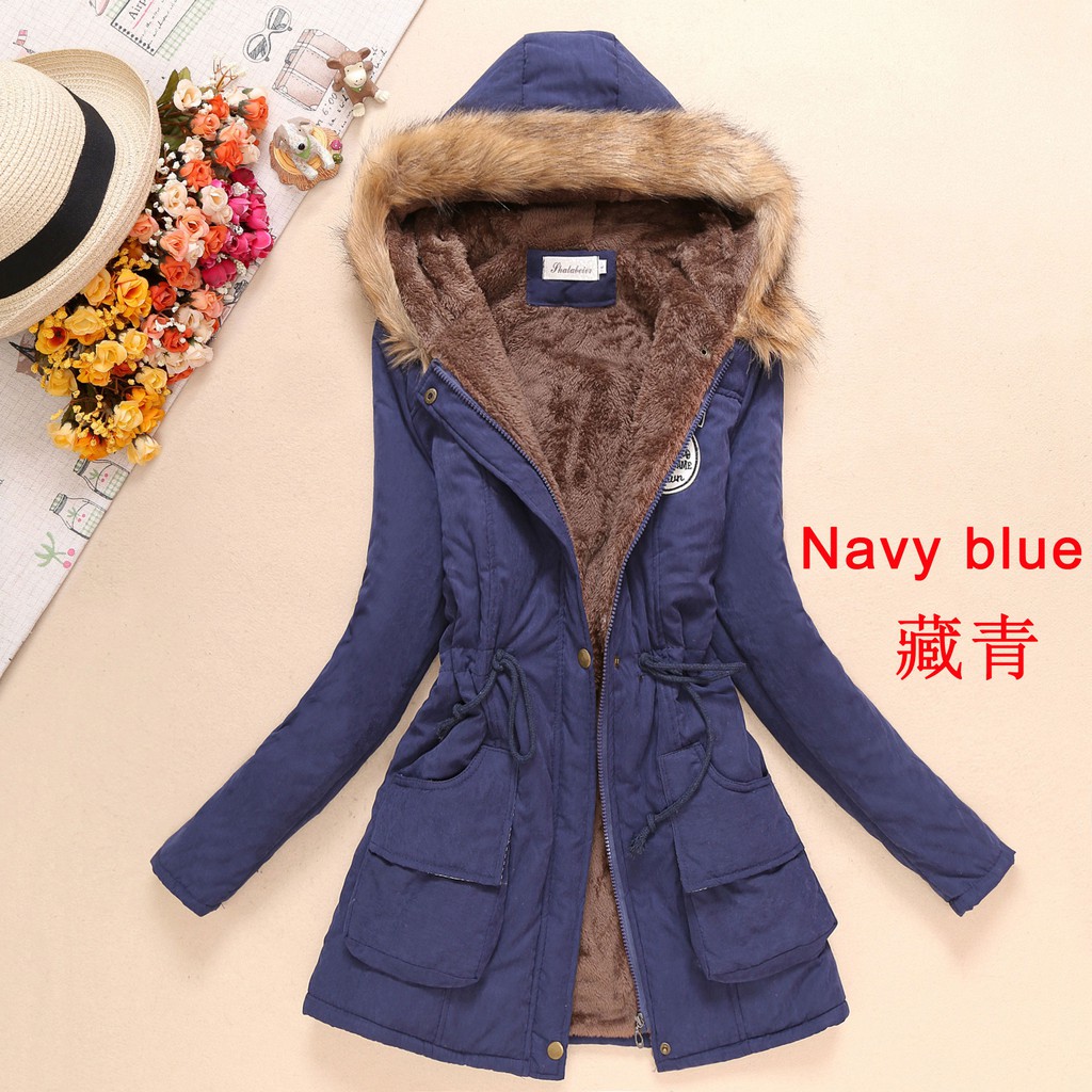 Women Winter Jacket Warm Fur inside Hooded Coat Cotton-padded Clothes ...