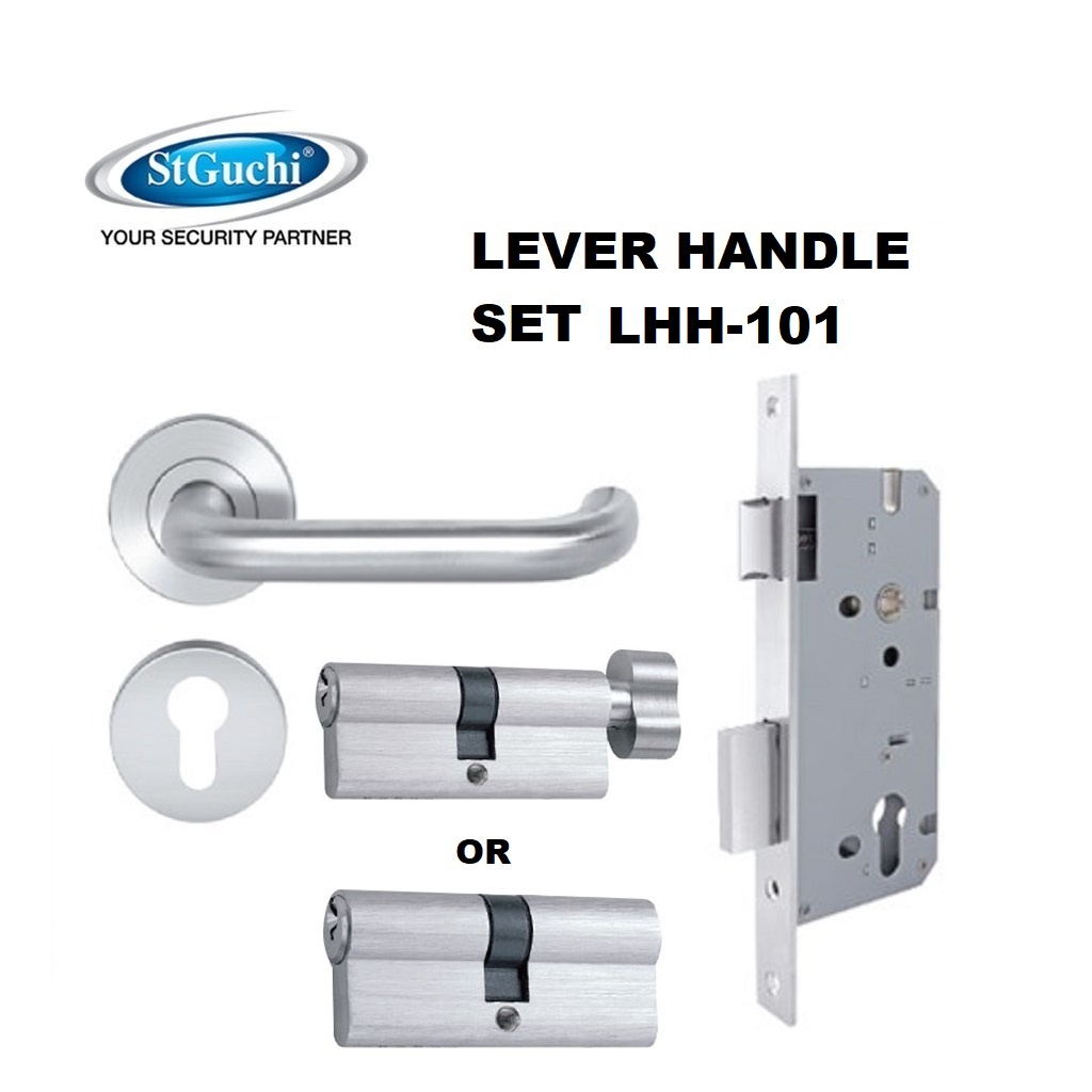 St Guchi SGLHR101 Hollow Lever Handle, Mortise Lock & Cylinder